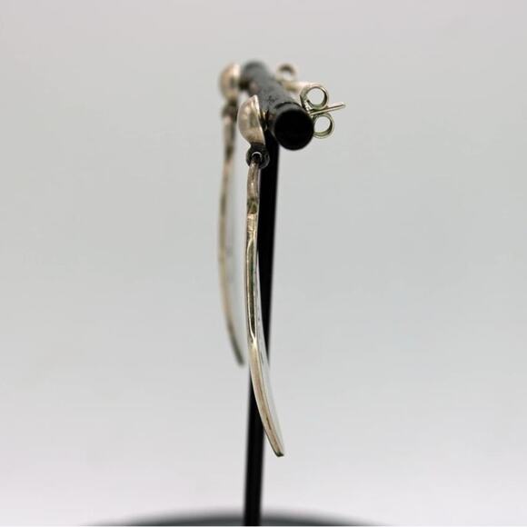 S. Dixon Sterling Silver Turquoise Chip Inlay Dangle Earrings. - Picture 5 of 6